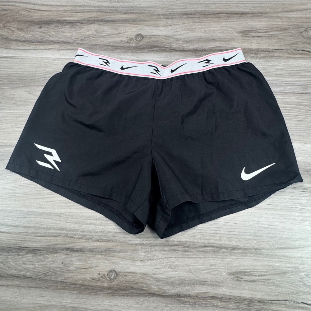 Nike Girls Black Dri-FIT Running Shorts Logo Waistband Size L 12-13 Yrs
